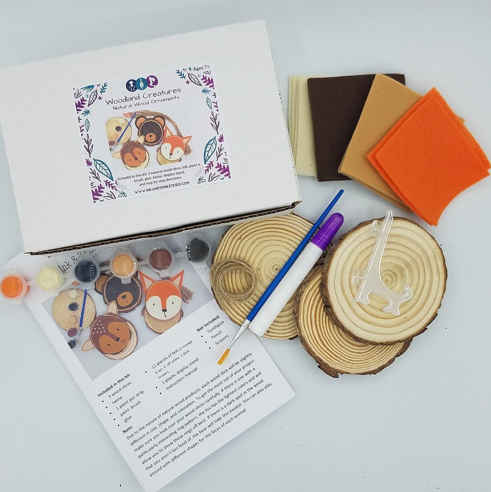 Fun & Games :: Kits :: Arts & Crafts Fun :: Craft Kit, Woodland Creatures  Natural Wood Painting Craft, DIY Craft Kits, Fall Crafts, DIY Ornaments,  Art for Kids